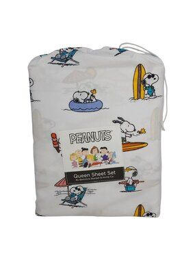 Peanuts Queen Sheet Set Snoopy & Friends By Berkshire Surfing Summer Polyester